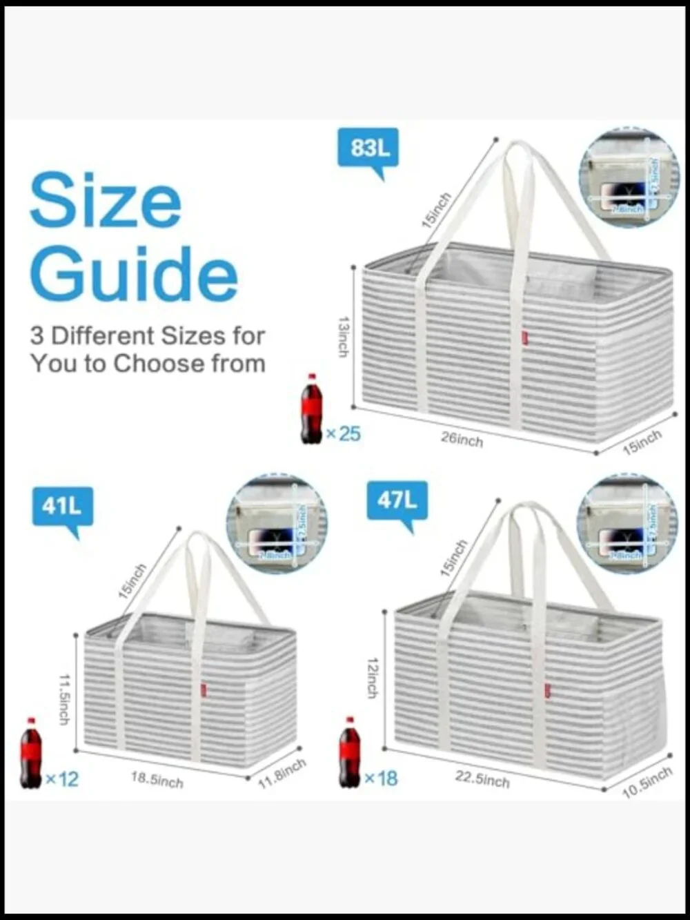 Standing Extra Large Utility Tote Bag Foldable Reusable Shopping with Handle